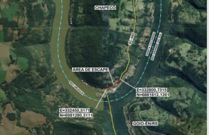 Trecho da rodovia SC-480, em Goio-Ên, Chapecó, onde será construída a área de escape
