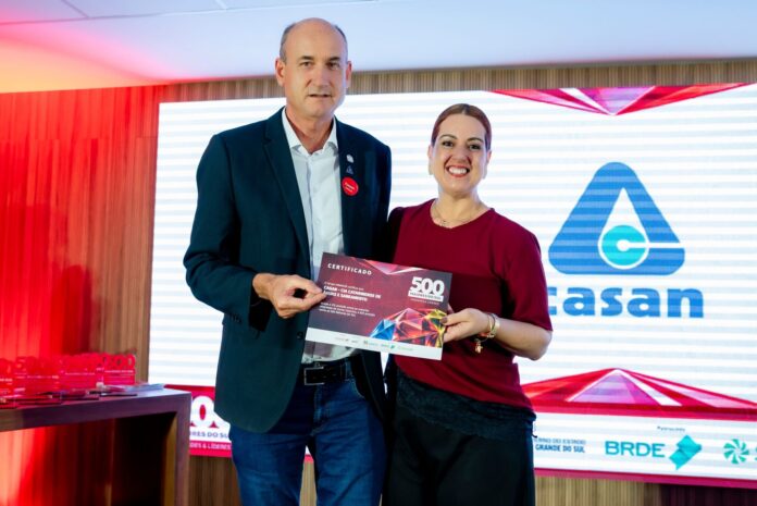 Representantes da Casan no evento de divulgação do ranking das 500 maiores empresas do Sul, na sede da Fiesc, em Florianópolis